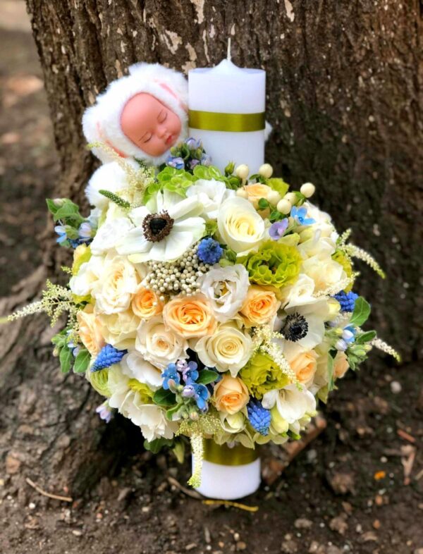 Lumanare botez mix de flori