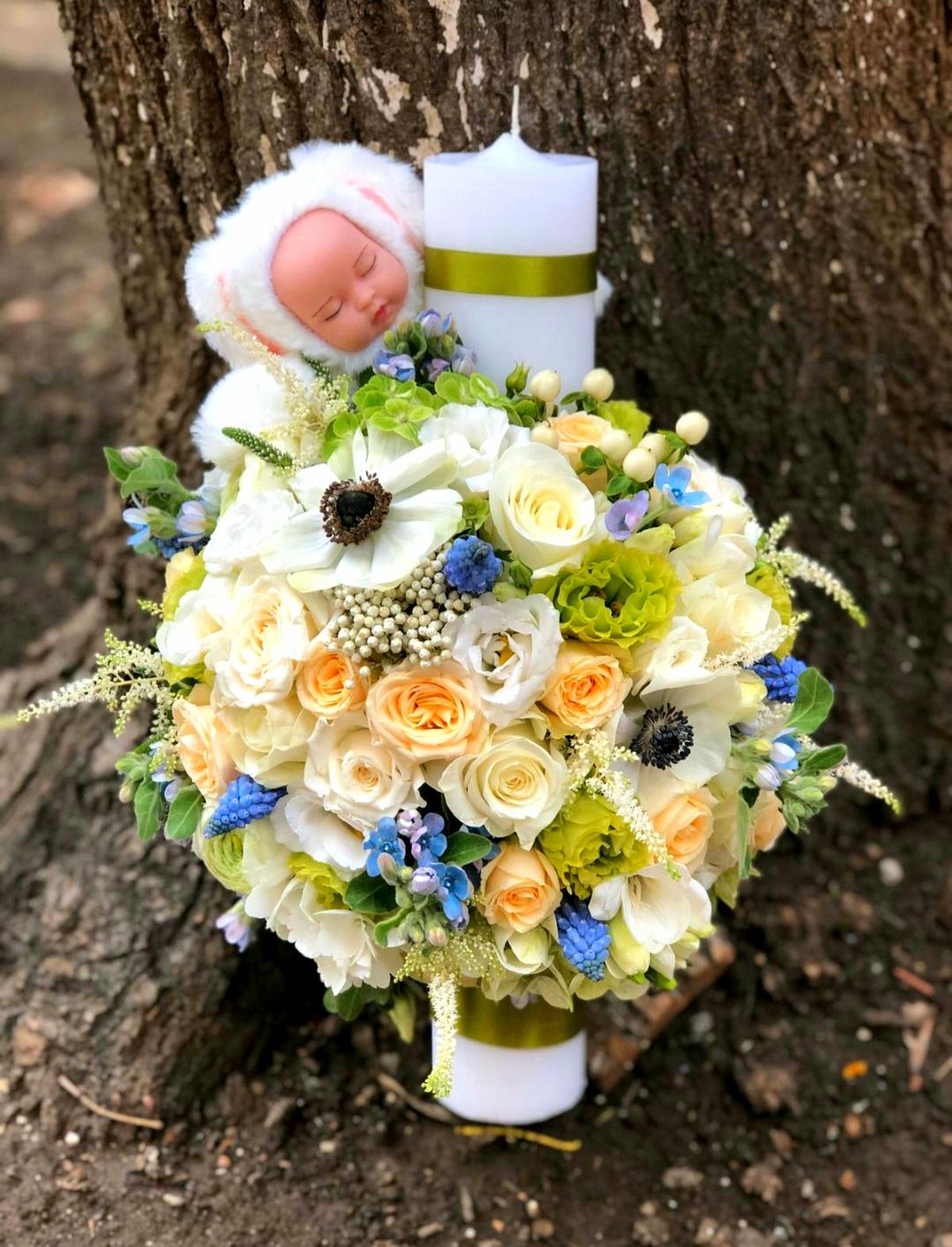 Lumanare botez mix de flori