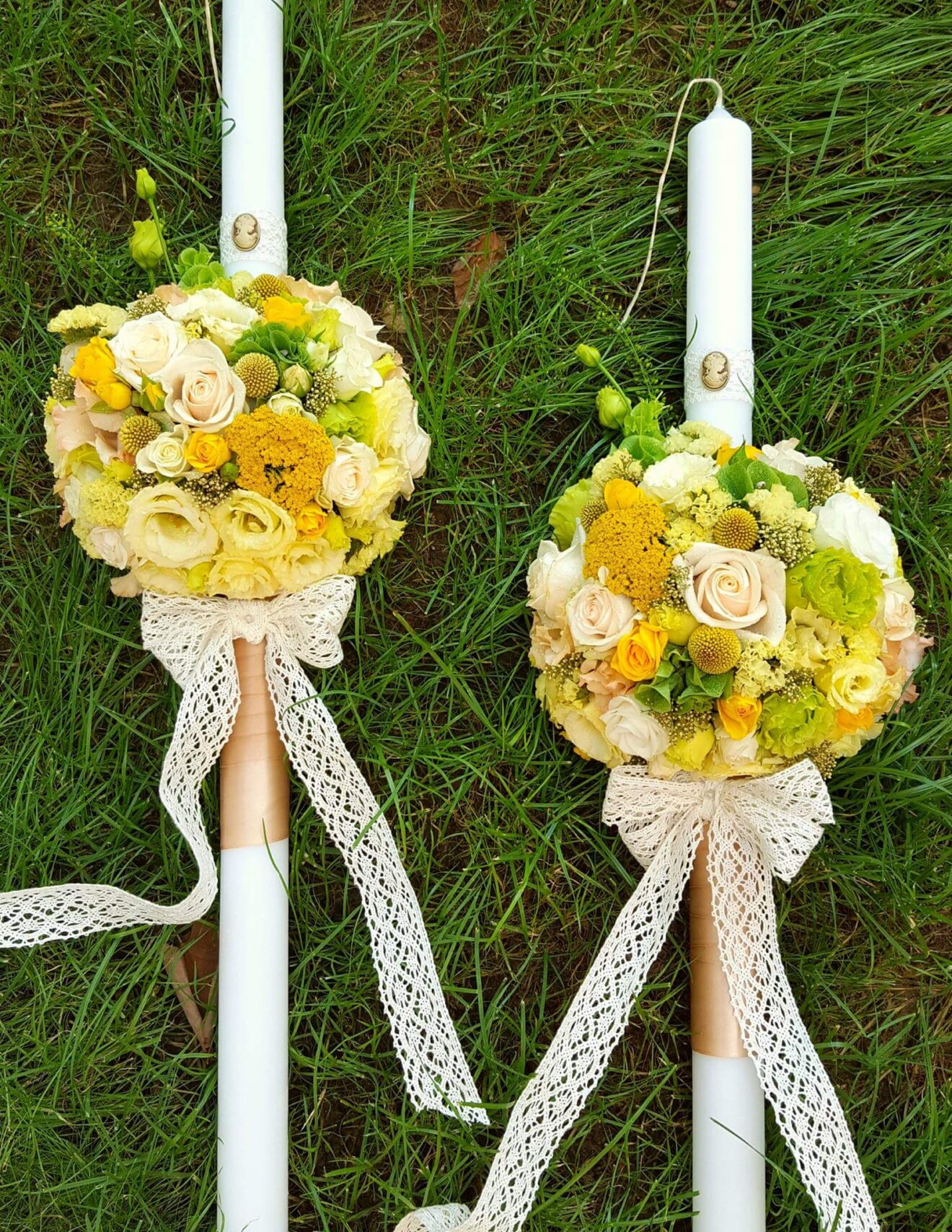 Lumanari nunta 120 cm, mix de flori