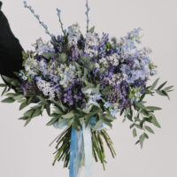Buchet cu liliac, oxypetalum și zambile