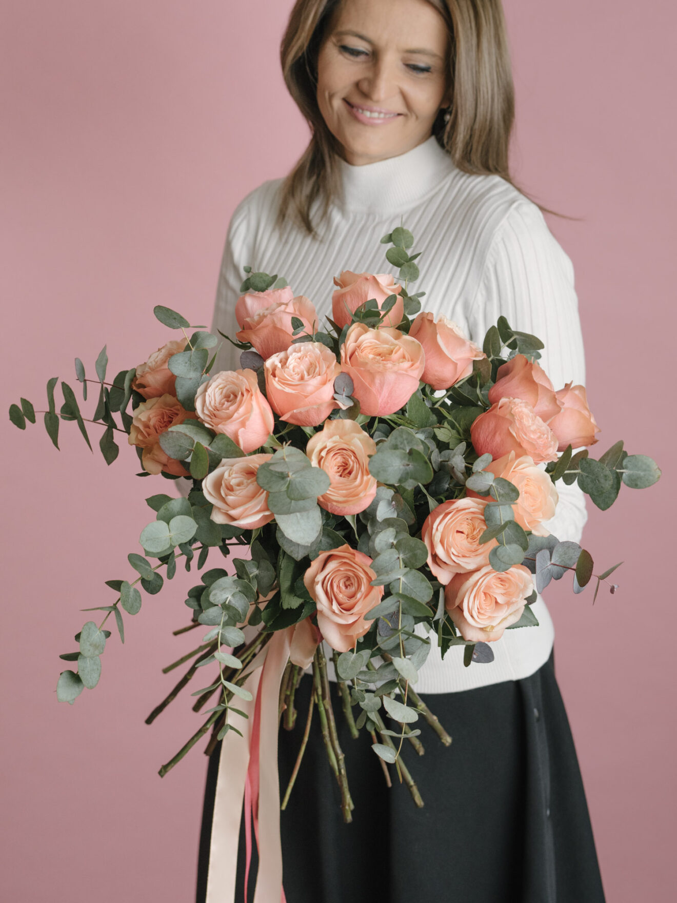 Buchet cu trandafiri roz Coraille
