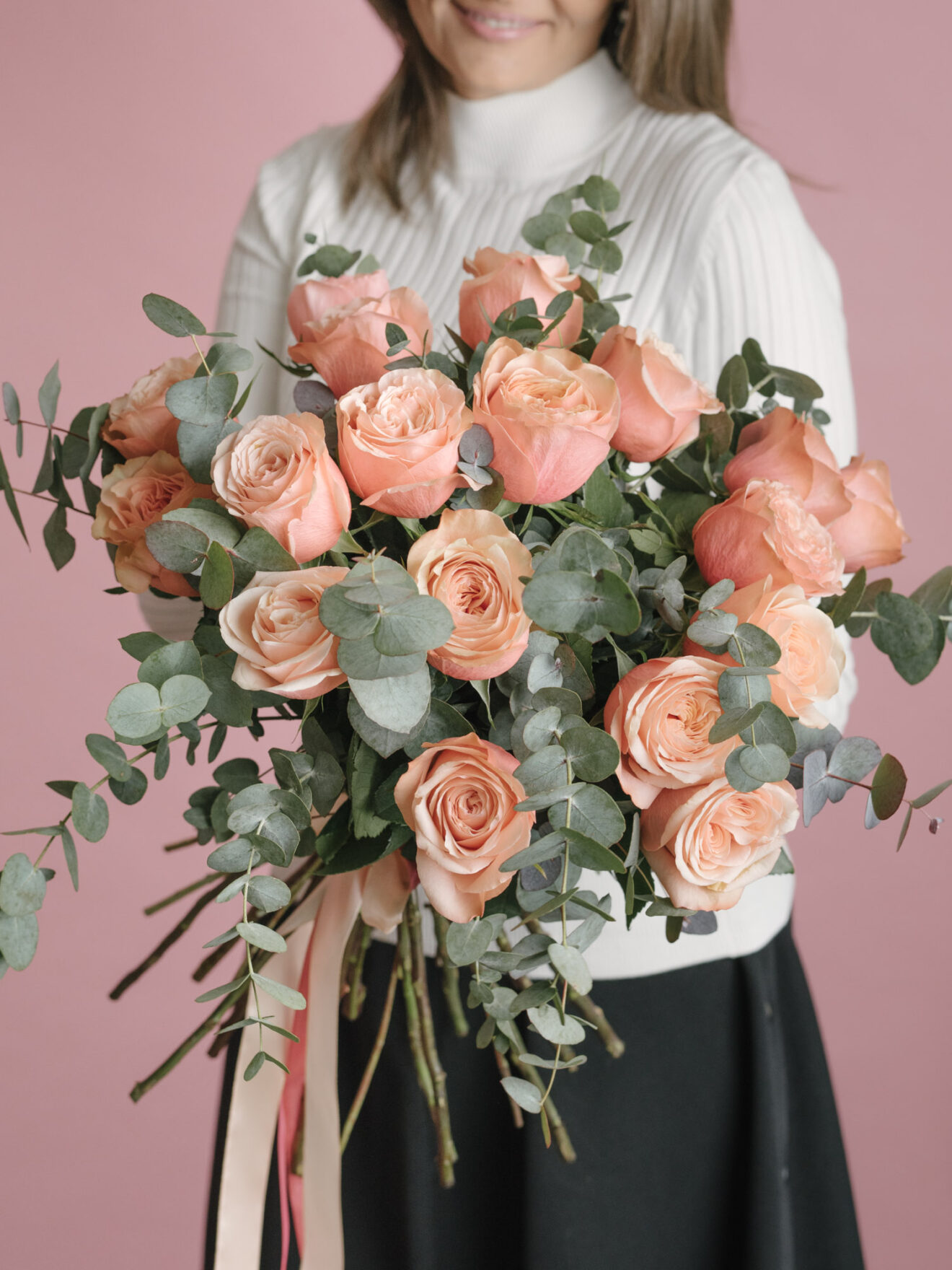 Buchet cu trandafiri roz Coraille
