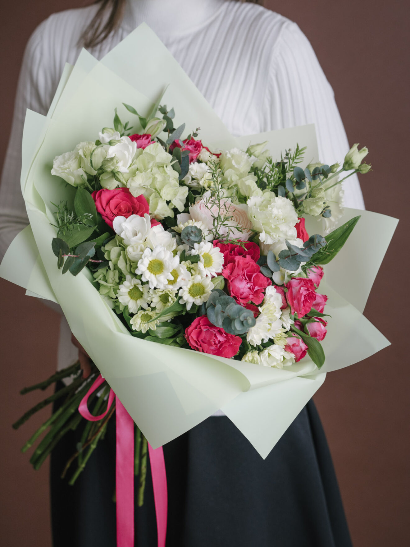 Buchet-In-Nuante-De-Verde-Si-Rosu